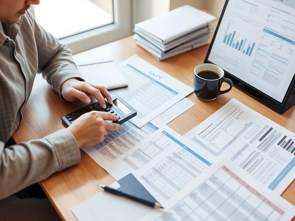 A person making a smart financial decision, such as budgeting or planning for retirement, with a positive and confident expression.