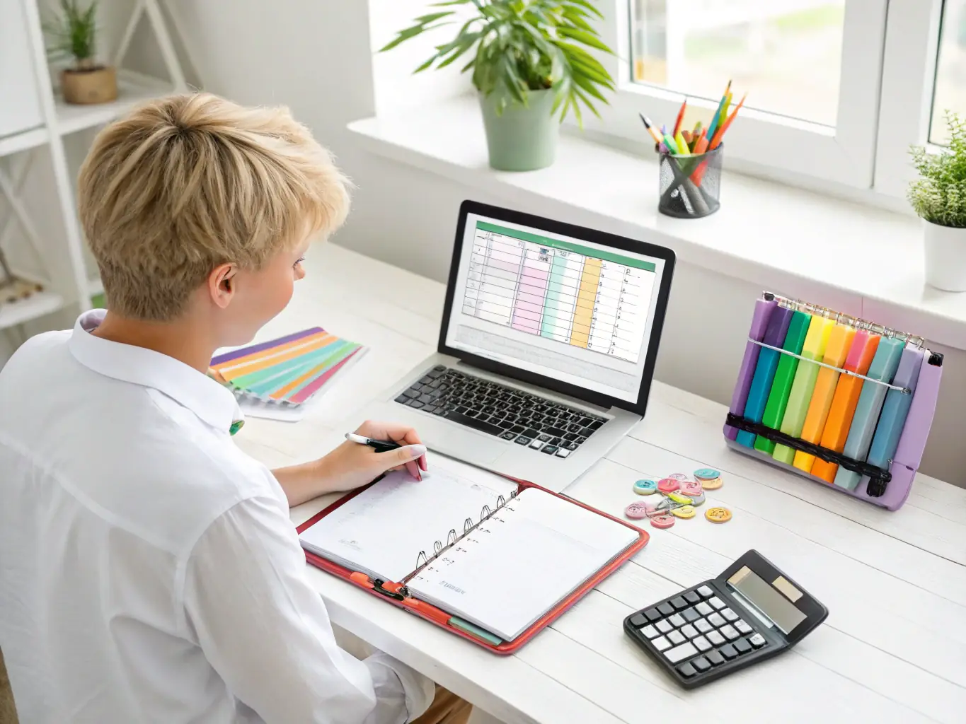 A person confidently managing their finances on a laptop, symbolizing financial control and literacy.