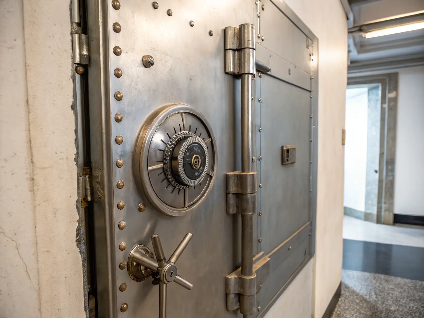 A secure vault with a combination lock, representing enhanced financial security and protection.